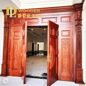 Cửa 4 Cánh Gỗ Dầu Đỏ m2 M211