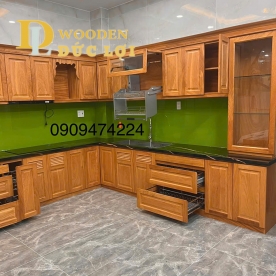 Tủ Bếp Gỗ Gõ Đỏ Tính Mét Dài
